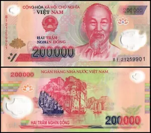 Vietnam 200,000 Dong Banknote, UNC, Polymer USA SELLER  COA - Picture 1 of 2