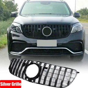 Silver Front Bumper Grille Fit For Mercedes X166 GLS550 GLS63 AMG W/Camera Hole - Bild 1 von 9