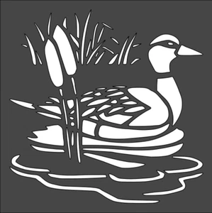 1- 8x8 inch Stencil, (VC-24) Duck Cattails (6mil) (Last one) - Picture 1 of 2