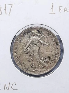 Lote de monedas de plata de 1 franco de Francia 1917 #2 sin circular o casi sin circular - Imagen 1 de 2