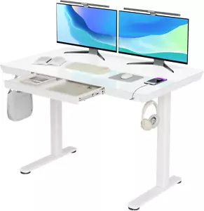 Schreibtisch Höhenverstellbar Elektrisch 120x60cm mit Glasplatte Weiß Arbeit Hom - Bild 1 von 9