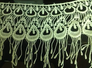 NEW 6 INCH DOUBLE PEACOCK IVORY VENISE LACE FABRI TRIM - Picture 1 of 1