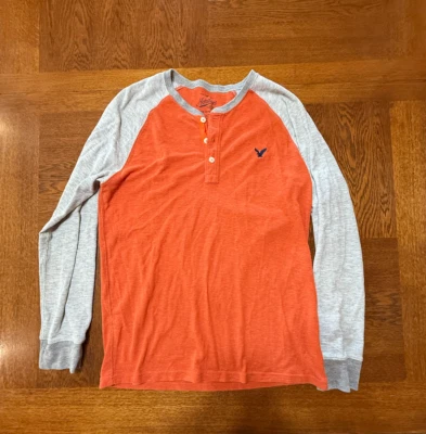 Henley térmica naranja American Eagle manga larga grande para hombre Foto 1 de 4