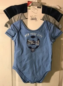  New York Football Club MLS 18 Month  Navy/Lt Blue/ Grey 3 Piece Creeper Set - Picture 1 of 6