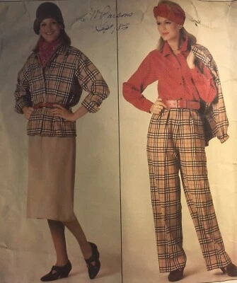 NEW 1985 'VOGUE' FULL LOOSE VINTAGE SUIT SEWING PATTERN 0995 8,10,12 - Image 1 of 3