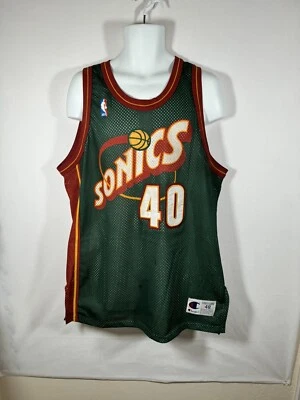 Vintage 90s Authentic Champion Shawn Kemp Seattle Supersonics Away Jersey Sz 48 - Image 1 of 4