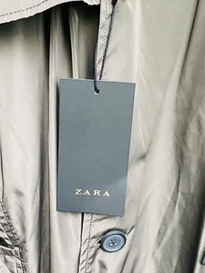 Zara Ladies Military Double Breasted Hoodie Trench Rain Coat. Sz 42. NWT. - Picture 1 of 11