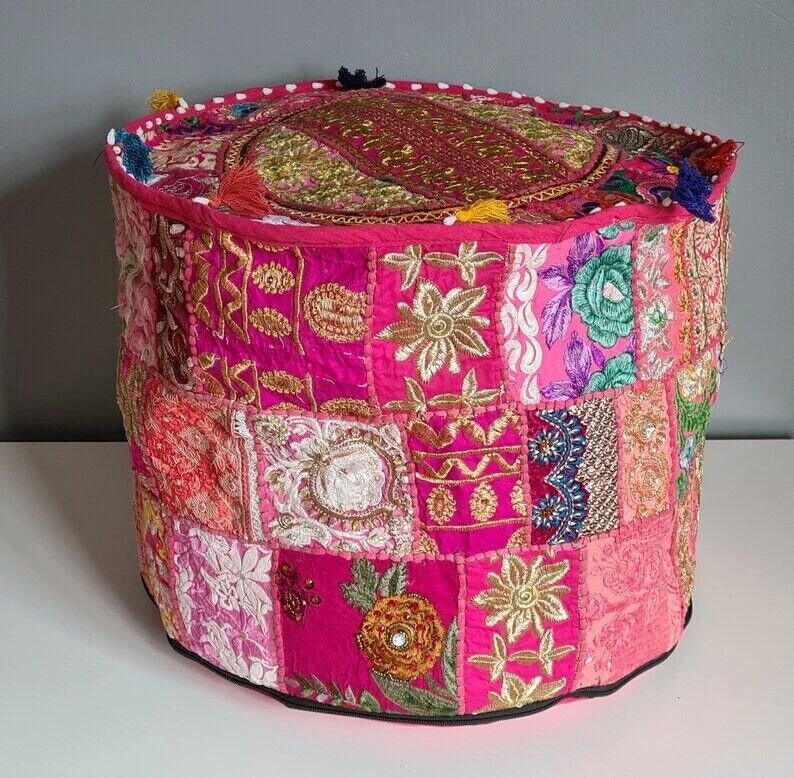 Cubierta otomana boho decoración del hogar retazos de algodón reposapiés puf cubierta Foto 1 de 1