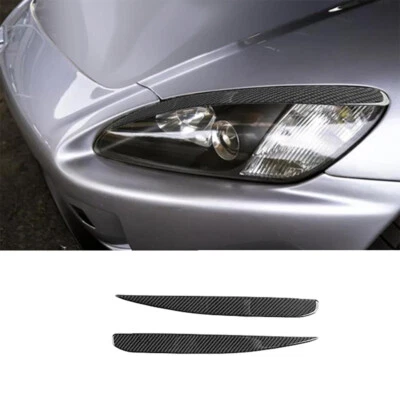 2Pcs Carbon Fiber Headlight Eyebrows Eyelids Cover Trim For 2000-09 Honda S2000 - Изображение 1 из 4
