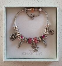 NEW "CHAMILIA" BRACELET WITH SOLID GOLD 585 & STERLING SILVER 925 CHARMS BEADS.