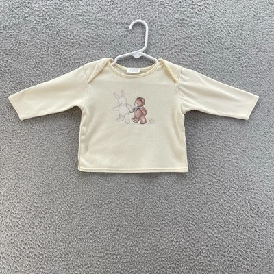 Top vintage Carters bebé niña 609 meses amarillo conejito y oso algodón hecho en EE. UU. Foto 1 de 4