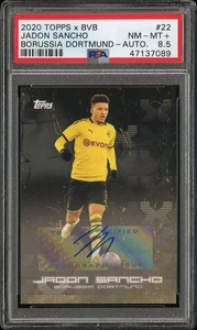 2020 TOPPS X BVB SOCCER CARD #22 JADON SANCHO AUTO. BORUSSIA DORTMUND PSA 8.5 - Picture 1 of 3