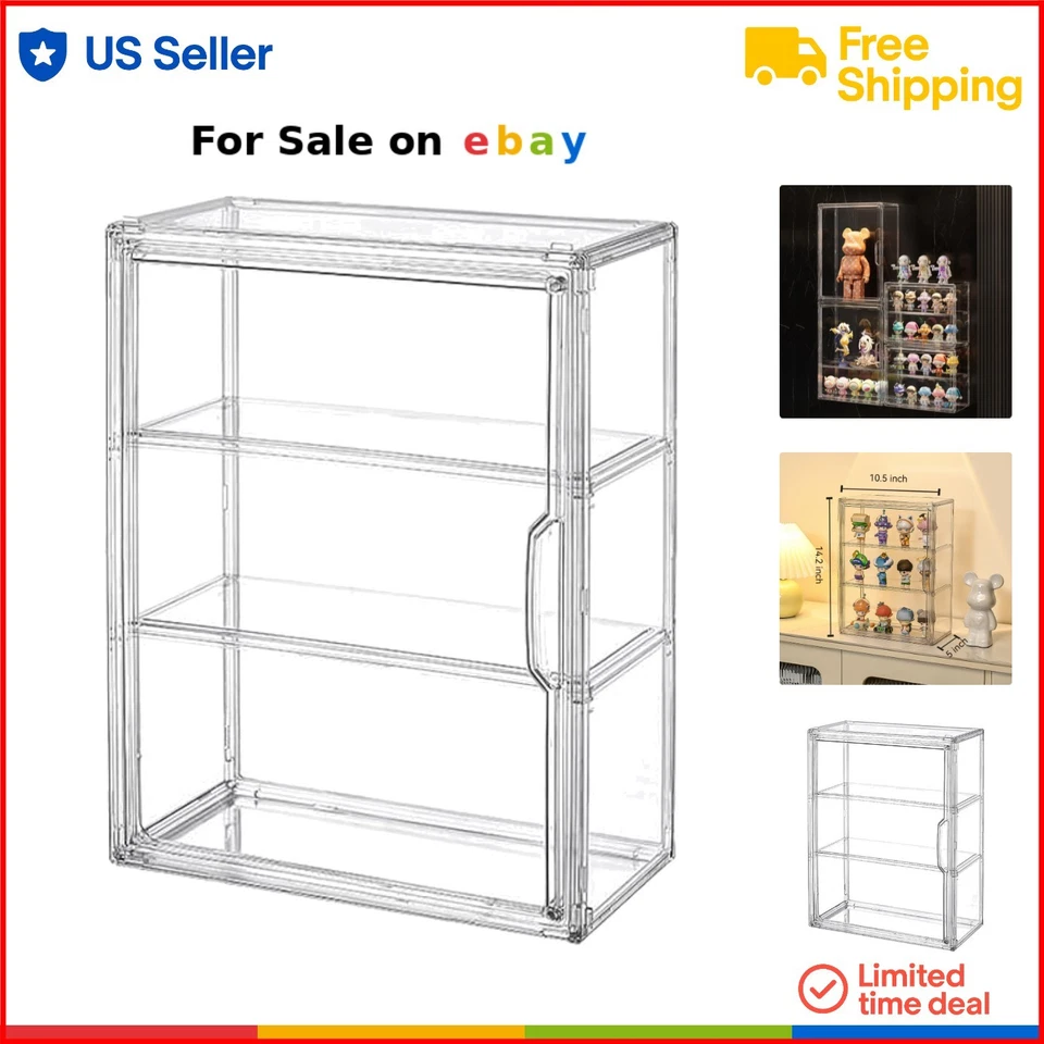 Acrylic Display Case 3 Tiers Wall-Mounted Dustproof Organizer for Collectibles - Image 1 of 4