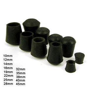 Rubber Chair Leg Caps for 10-45mm Pipes, Black - Non-Slip & Protection - Picture 1 of 12