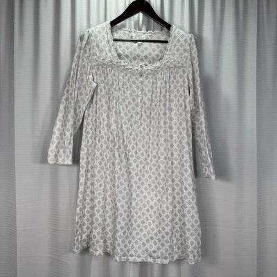 Eileen West Womens Size M Cotton Flannel Short Long Sleeve Nightgown White - Image 1 of 4