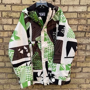 Vintage Herren XL Vans Off The Wall Snowboardjacke Colab grün schwarz weiß - Bild 1 von 12
