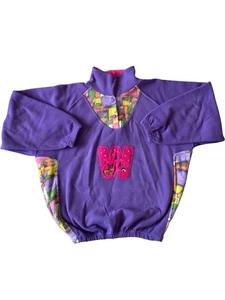 Maglione donna vintage pile piccolo viola fantasia colorata manica lunga retrò - Foto 1 di 6