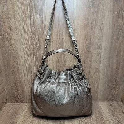 Michael Kors Edie Radiant Gold Metallic Shoulder Hobo Bag Purse Satchel Shiny - Image 1 of 4