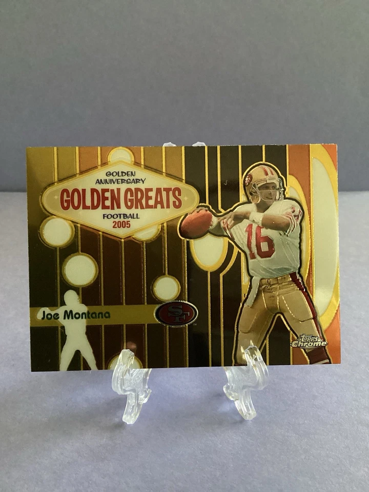 2005 Topps Chrome Golden Anniversary Golden Greats #GA1 Joe Montana HOF INSERT - Image 1 of 2