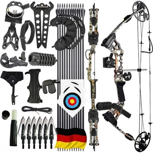 20-70lb Compoundbogen Set Jagdbogen Bogenschießen Klingenpfeilspitzen Sportbogen - Bild 1 von 17
