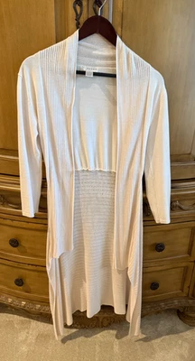 Cardigã feminino Kenar longo super macio leve suéter creme marfim tamanho - Imagem 1 de 4