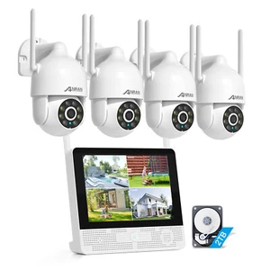 ANRAN Wireless Security Camera System Outdoor 8CH 12" Monitor 2 Way Audio HDD - Picture 1 of 19