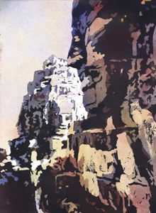 Bayon temple at Angkor Wat- fine art watercolor painting Cambodia ruins (print) - Picture 1 of 8