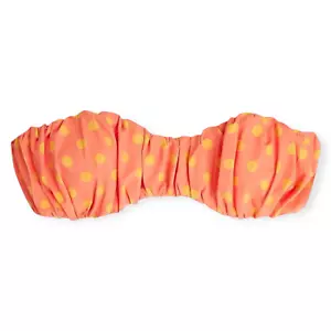 Caroline Constas Leila Bikini Top Gathered Polka Dot Bandeau Orange Size XS NWT - Picture 1 of 6