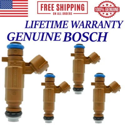 Inyectores de combustible Bosch genuinos nuevos 4 piezas para Kia Sephia 1998-2004, Spectra 1,8 L I4 Foto 1 de 2