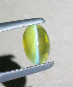 1.42ct Natural Honey Cats Eye Ov 7x5mm Greenish Yellow 100% Genuine Chrysoberyl - Picture 1 of 9