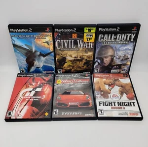 6 PS2 Video Games Ace Combat 04 Civil War Call of Duty Ferrari Gran Turismo 3 + - Picture 1 of 12