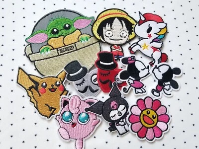 Cartoon Anime Embroidered Iron Sew On Patch Applique Mix Bundle 11pc - Image 1 of 4