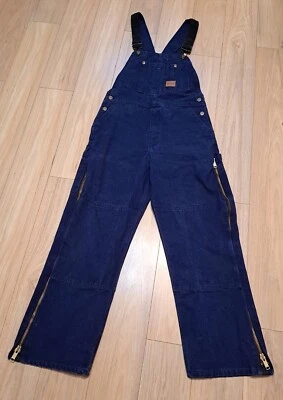 Vtg WALLS Overalls 32x30 RARE Dark Wash Double Knee Zip Up Coveralls Carhartt - Image 1 of 4