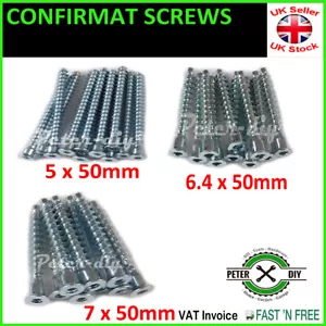 Confirmat Screw Screws For Wood Chipboard Flat Pack Furniture Fitting 5 6.4 7 mm - Picture 1 of 5