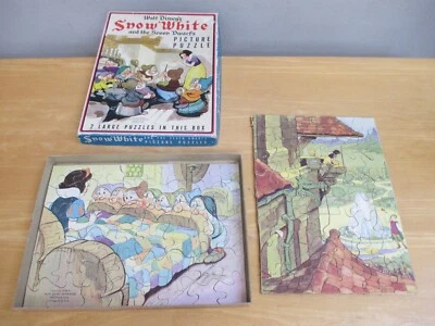 2 rompecabezas y caja vintage Blancanieves Walt Disney 1938 8 x 10 Foto 1 de 4