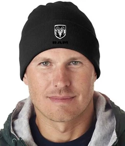 Ram Truck Auto Cars Logo Emblem Design on Hat Solid 12″ Cuffed Knit Black Beanie - Bild 1 von 4