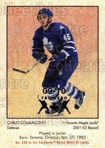 2002-03 Parkhurst Retro Fall Expo #228 Carlo Colaiacovo