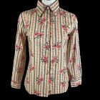 Vintage 1960’s Shirt Womens Union Tag Button Blouse Floral Made In USA  C89