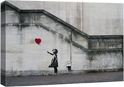 WALL26 24"x36"-Banksy Graffiti Art Red Balloon Girl Canvas Wall Art Decor