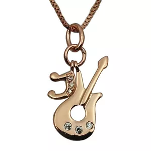 Fashion Jewelry - 18K Rose Gold Plated Guitar Necklace (FN042) - Picture 1 of 1