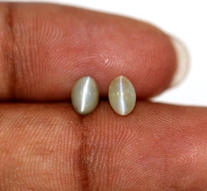 1.69 Ct Natural Chrysoberyl Sharp Cats Eye 2 Pcs Untreated Oval Shape Gemstone - Picture 1 of 19