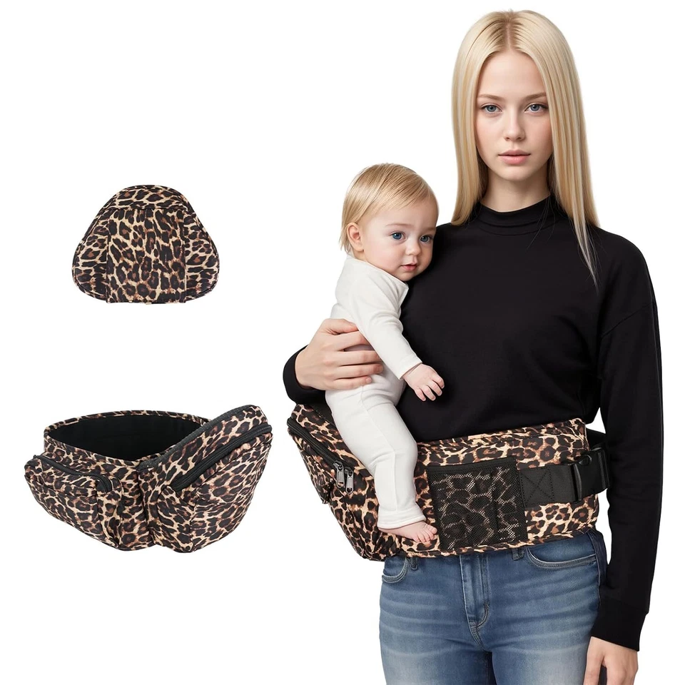 Portabebés Portabebés Niño Pequeño Porta Cadera hasta 45 libras con Cintura Leopardo Foto 1 de 4