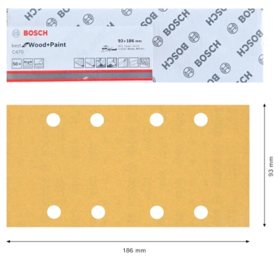 Bosch 50x Schleifpapier Schleifblätter Schwingschleifer Holz Farbe 93 x 186 mm - Bild 1 von 4