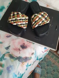 Asos Design cream, black, brown and green flatforms New Size 6 - Picture 1 of 6