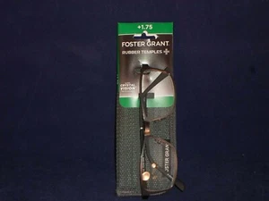 Foster Grant Rubber Temples Reading Glasses/Case +1.75 Gray G11-5 - Picture 1 of 4