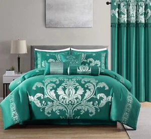 Chezmoi Collection Royale 7-Piece Bedding Set Jacquard Floral Comforter Set - Picture 1 of 23