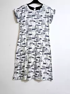 Ex Weird Fish Women’s Indus Printed Organic Cotton Jersey Dress,White Mix - Picture 1 of 7