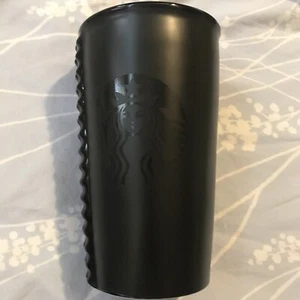 Starbucks Ceramic Tumbler 2015 Matte Black Double Wall w Lid 12oz - Picture 1 of 6