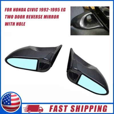 Боковые зеркала из углеродного волокна с ручной регулировкой для 92–95 Honda Civic EG 2DR Sport  - Изображение 1 из 4