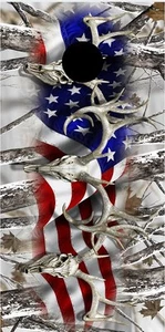 Deer buck skull hunting snow camouflage american flag cornhole game decal wrap - Picture 1 of 1